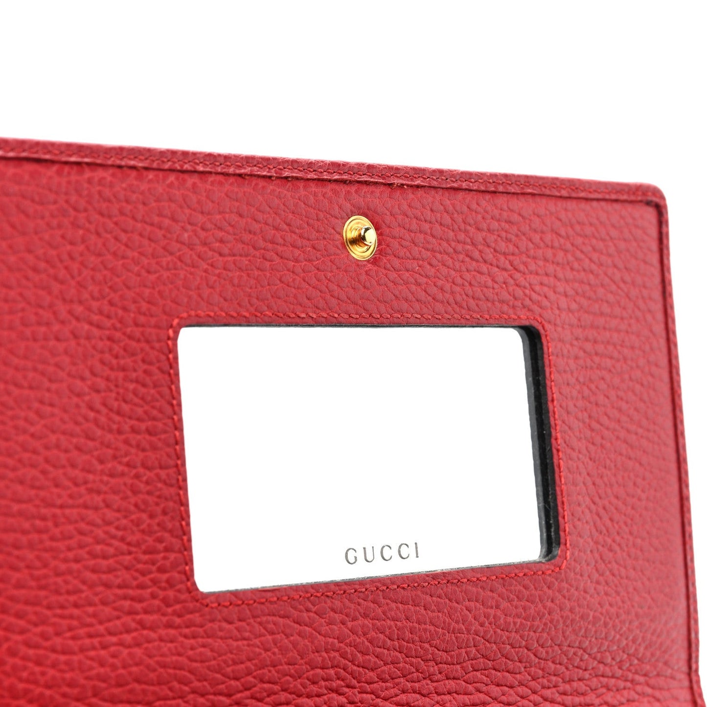Dollar Calfskin Mini GG Marmont Chain Wallet Hibiscus Red