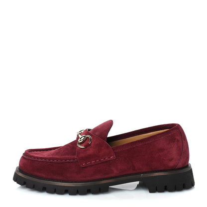 Gucci Suede Womens Horsebit Lug Sole Loafers 5.5 Burgundy 1 of 7