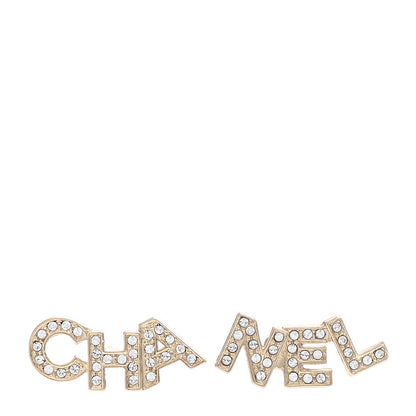 Chanel Crystal Pearl Signature Stud Earrings Gold 1 of 5