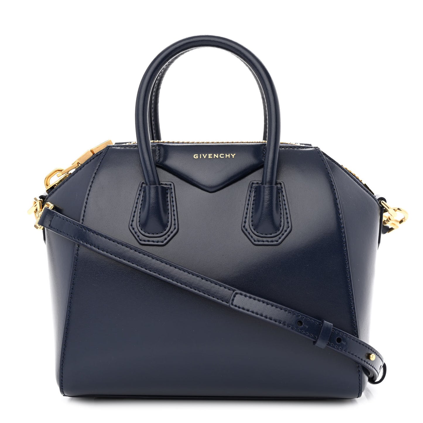 Shiny Lord Calfskin Mini Antigona Navy