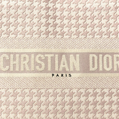 Christian Dior Canvas Macro Houndstooth Embroidered Medium Book Tote Pink White 8 of 12