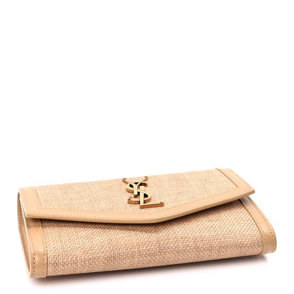Saint Laurent Micro Raffia Monogram Uptown Chain Wallet Natural Hay Blush 3 of 8