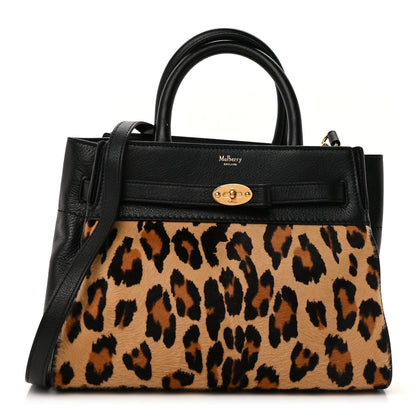 Mulberry Calf Hair Calfskin Leopard Print Small Belted Bayswater Tote Black 1 of 8