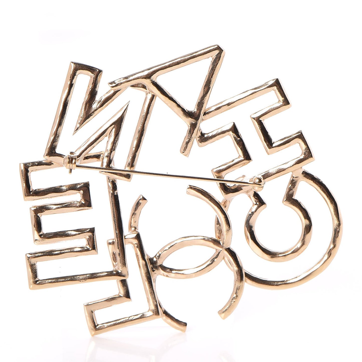 Metal Logo Brooch Gold