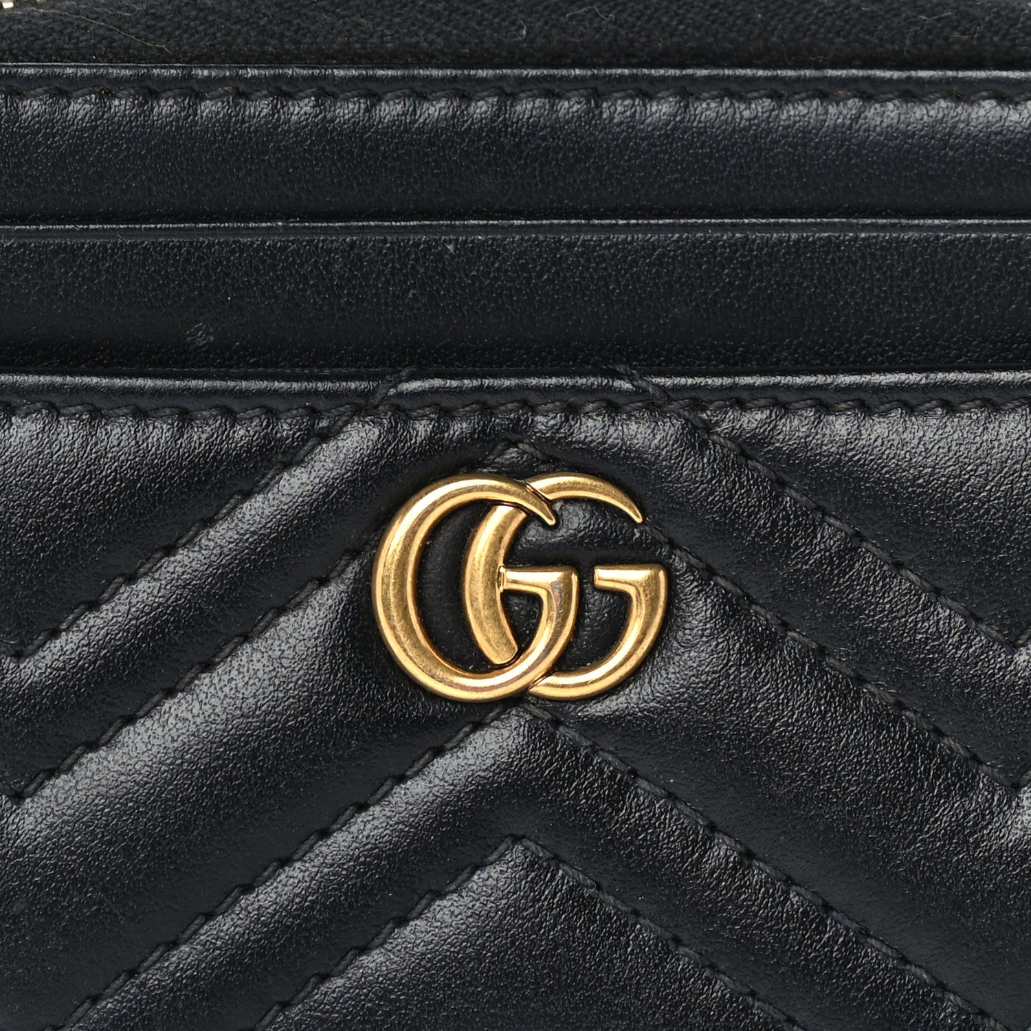 Gucci Calfskin Matelasse GG Marmont Zip Around Card Case Black 7 of 7