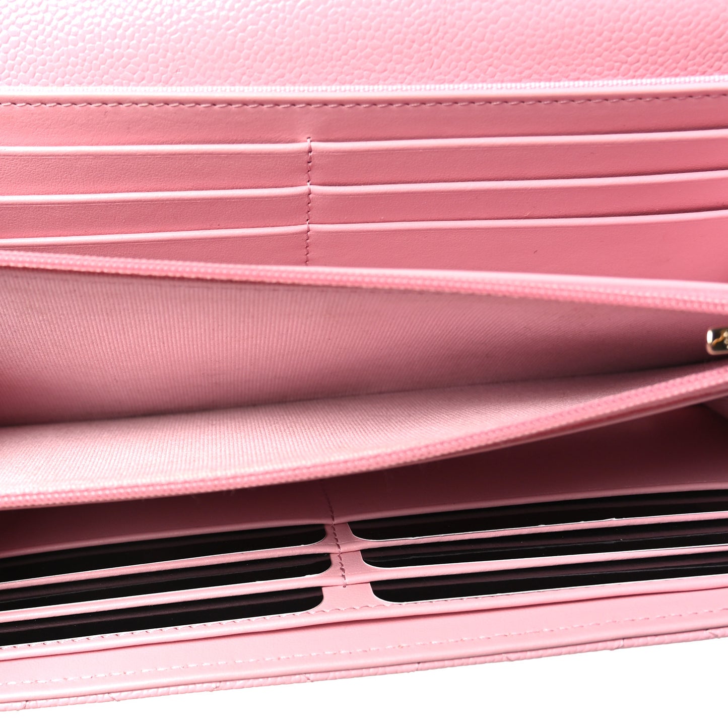 Caviar Quilted Chain CC Long Flap Wallet Pink