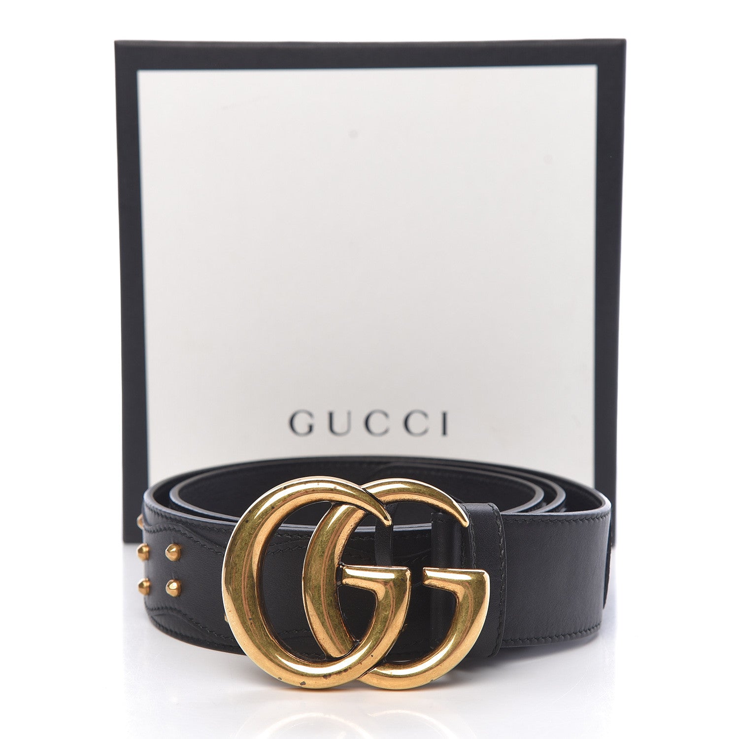 Gucci Calfskin Studded Marmont Belt 90 36 Black 8 of 8