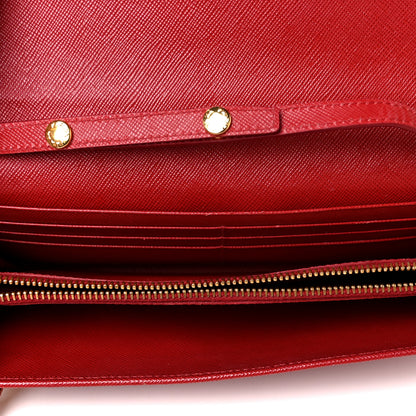 Prada Saffiano Metal Oro Chain Wallet Fuoco 5 of 10