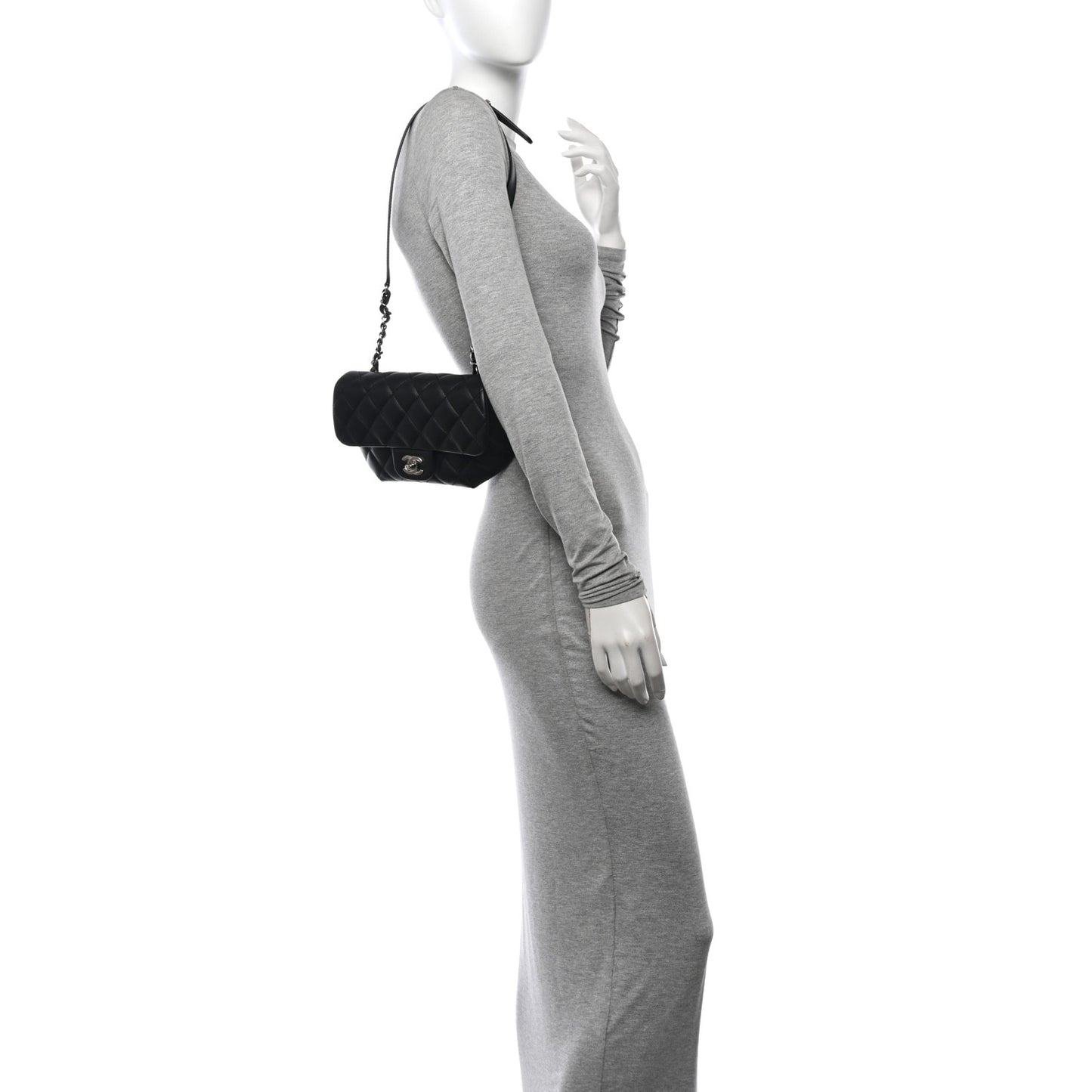 Calfskin Quilted CC Uniform Flap Belt Bag Black