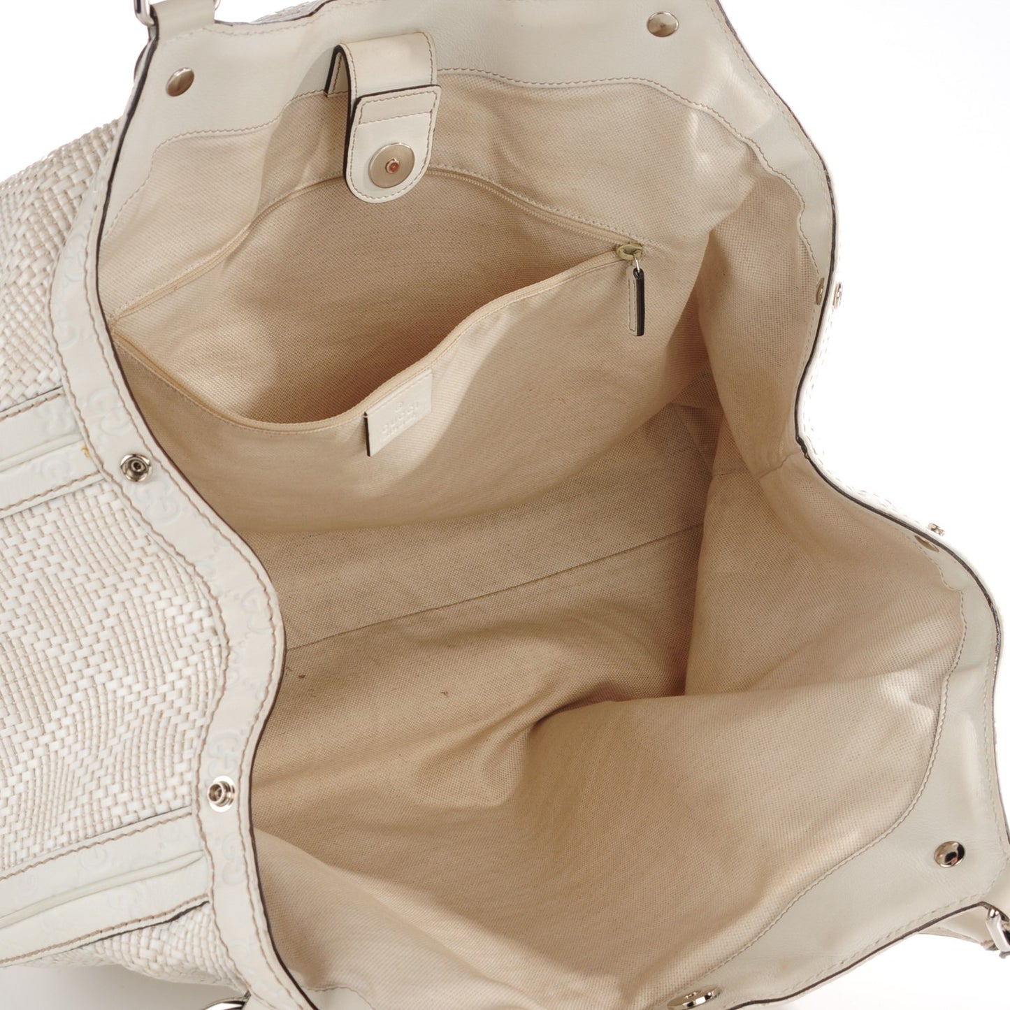 Woven Guccissima Large Sukey Tote Off White