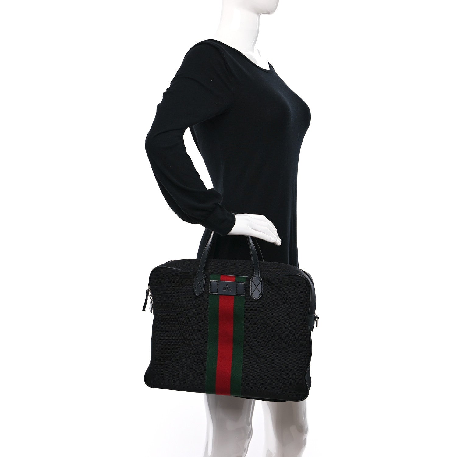 Gucci Canvas Web Briefcase Black 2 of 10