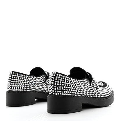 Prada Satin Crystal Metal Triangle Logo 50mm Loafers 39 Cristal 4 of 10