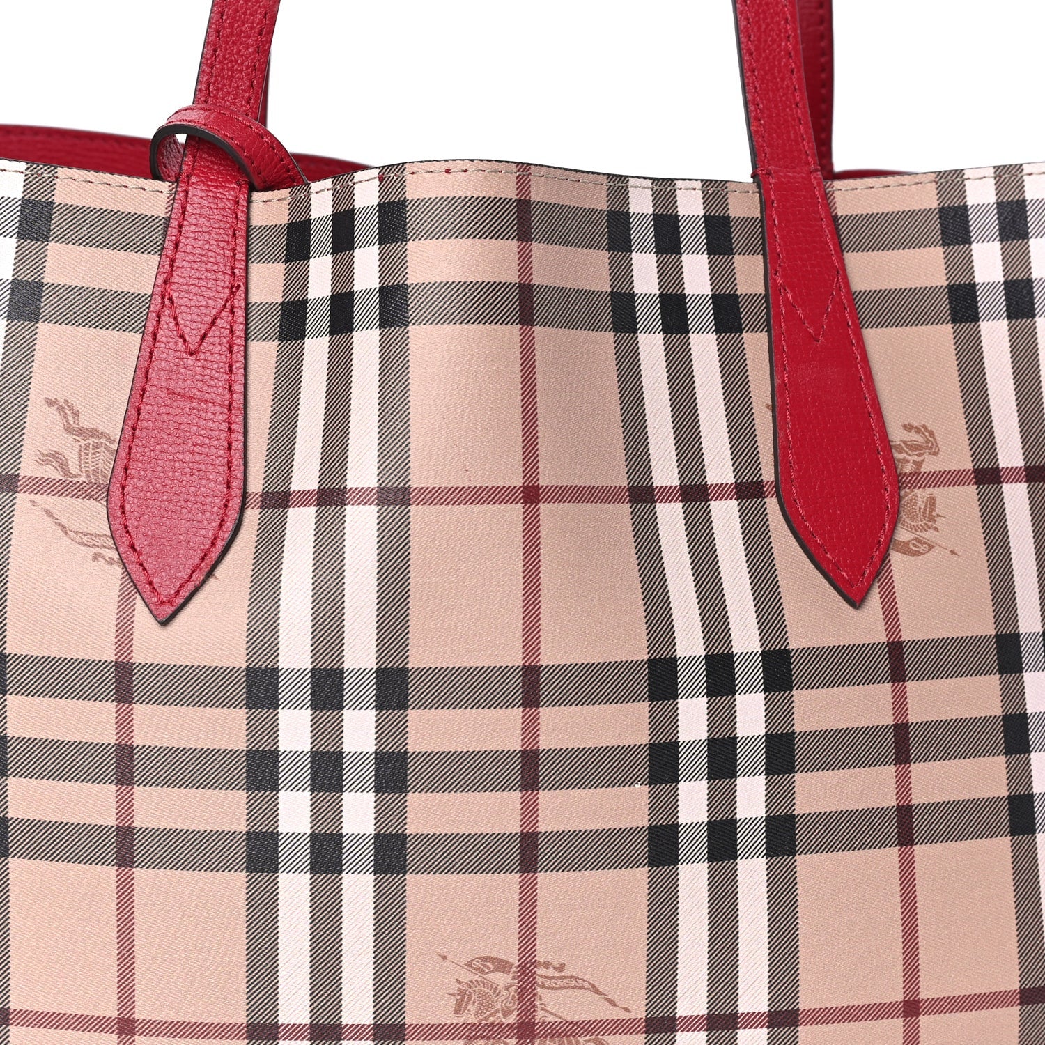 Burberry Haymarket Check Medium Reversible Tote  Poppy Red 6 of 7