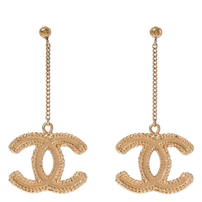 Chanel CC Drop Earrings Matte Gold 1 of 3