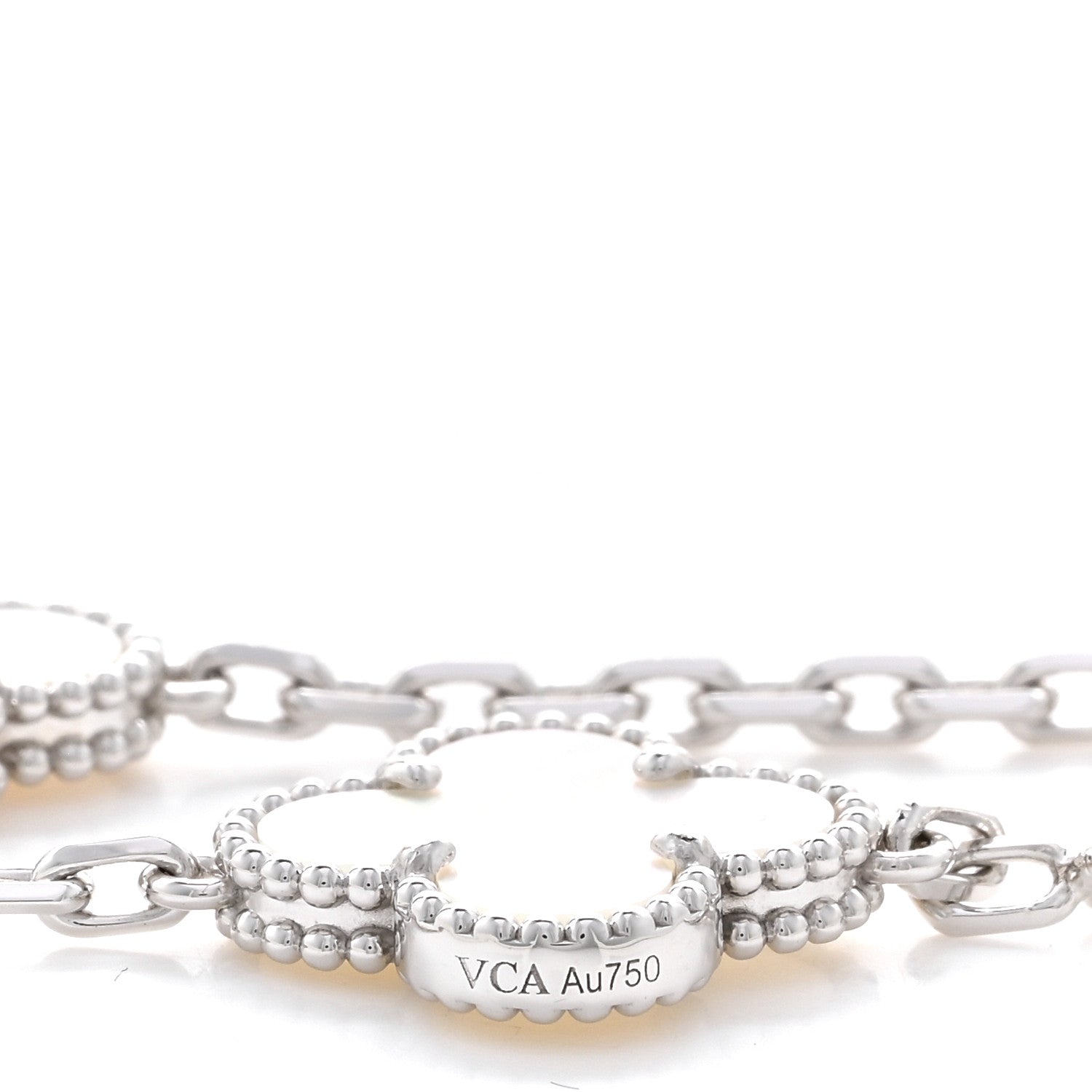 Van Cleef & Arpels 18K White Gold Mother of Pearl 10 Motifs Vintage Alhambra Necklace 4 of 5