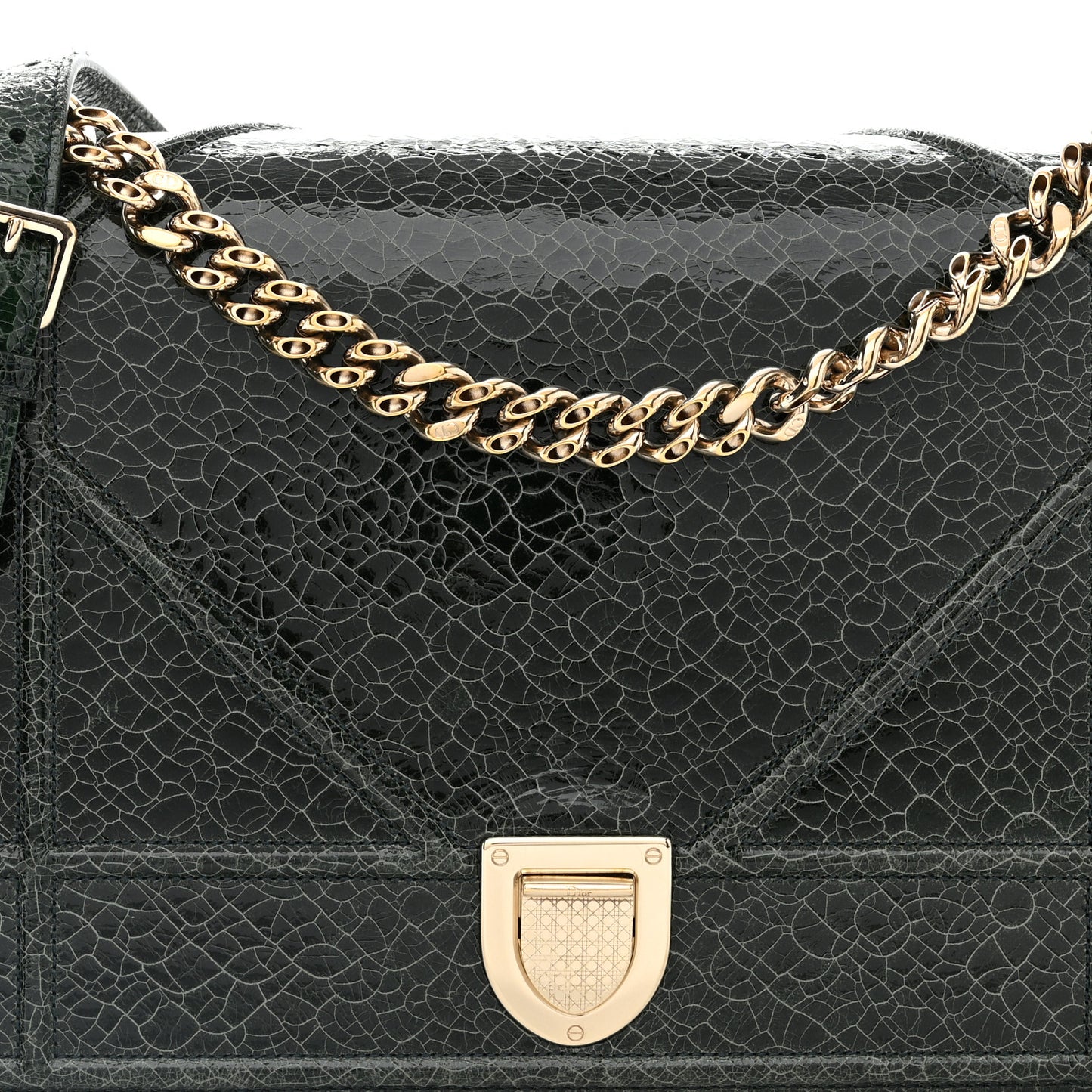 Ceramic Effect Deerskin Large Diorama Flap Bag Malachite Green