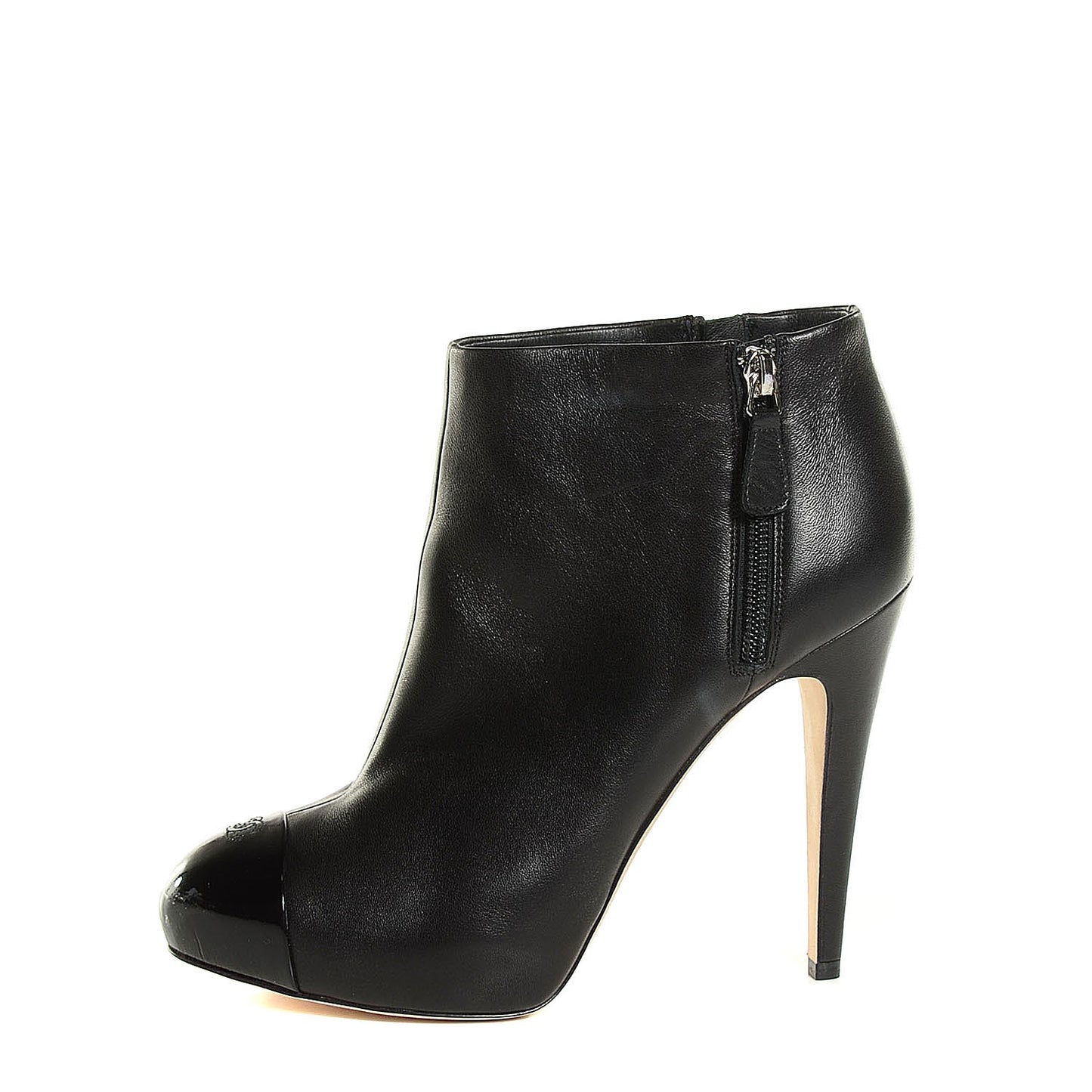 Lambskin CC Cap Toe Ankle Boots 40.5 Black