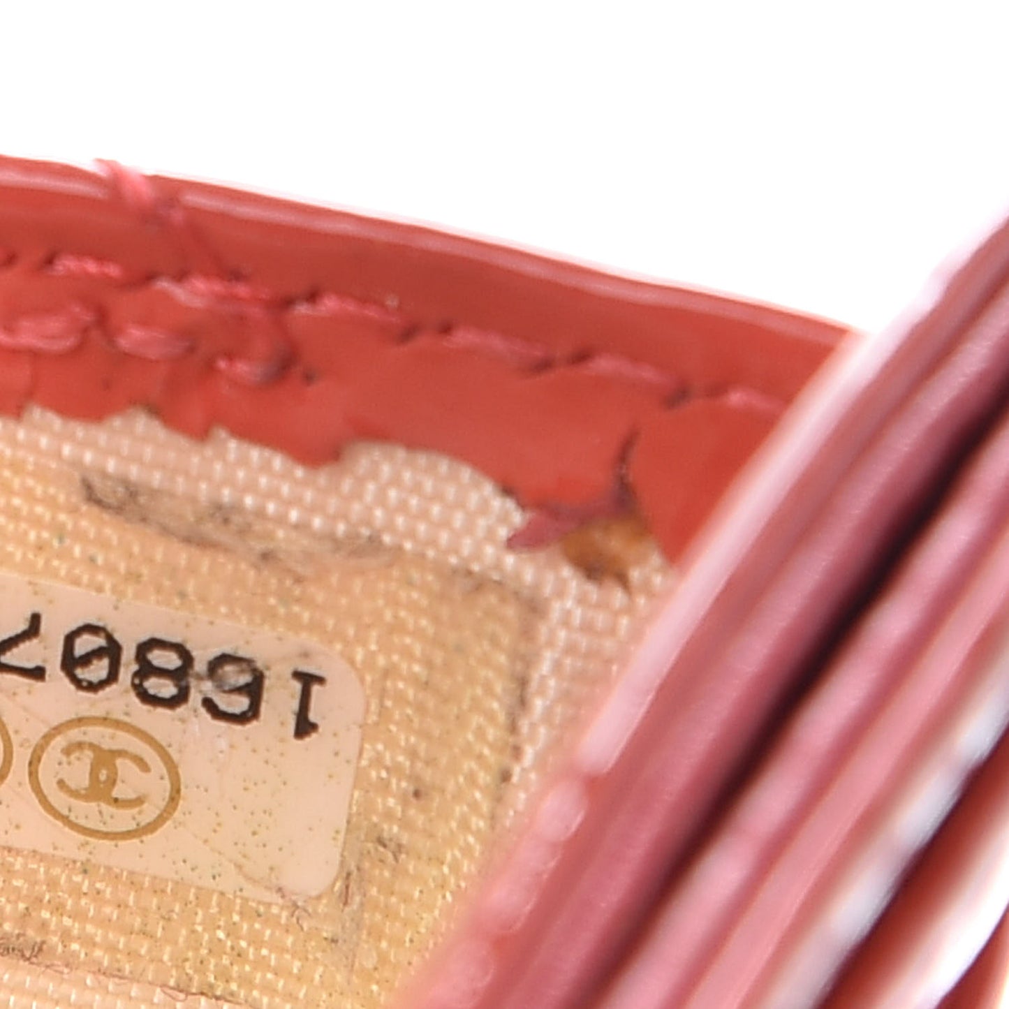 Patent Calfskin Quilted Card Holder Coral