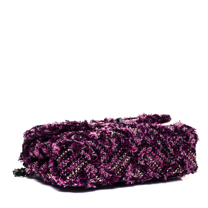 Chanel Crystal Tweed Quilted Medium Double Flap Purple Multicolor 3 of 8
