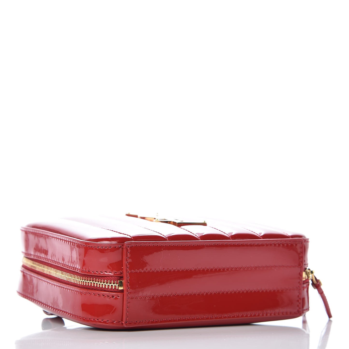 Patent Matelasse Vicky Monogram Belt Bag Red