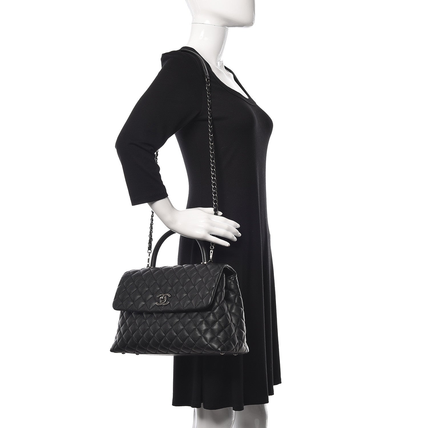 Chanel Caviar Quilted Medium Coco Handle Flap Black 2 of 9