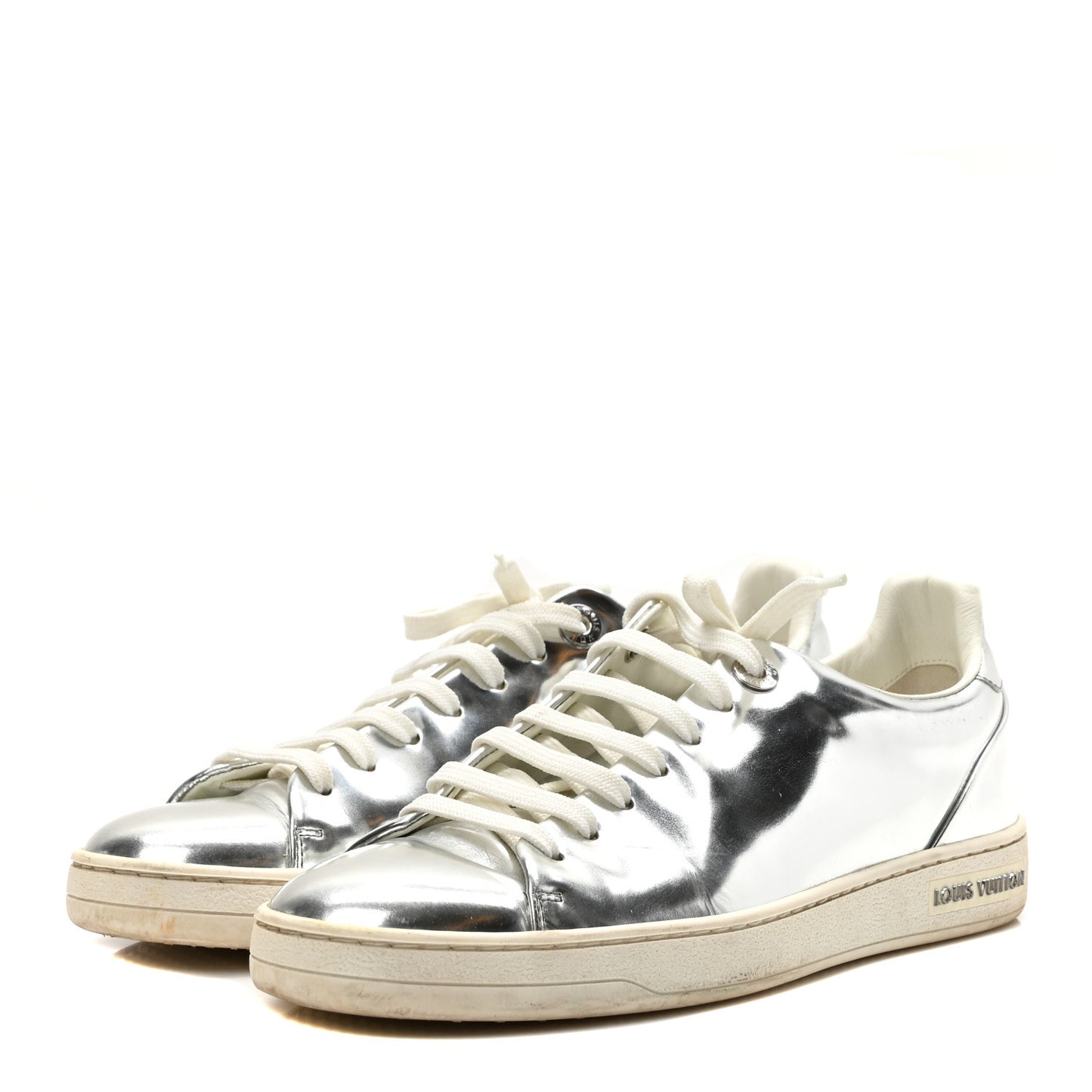 Metallic Calfskin Frontrow Sneakers 36.5 Silver