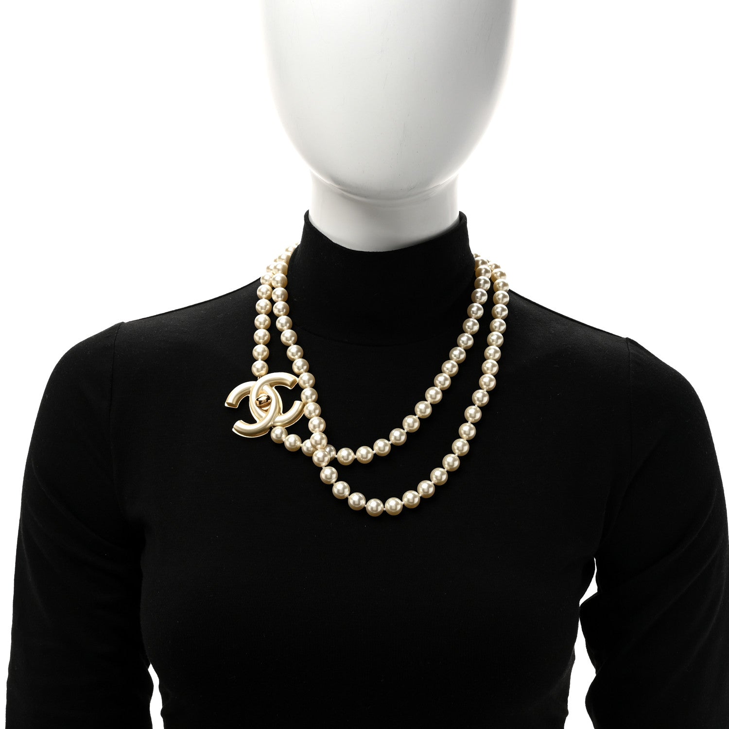 Chanel Pearl CC Turnlock Long Necklace Gold 2 of 5