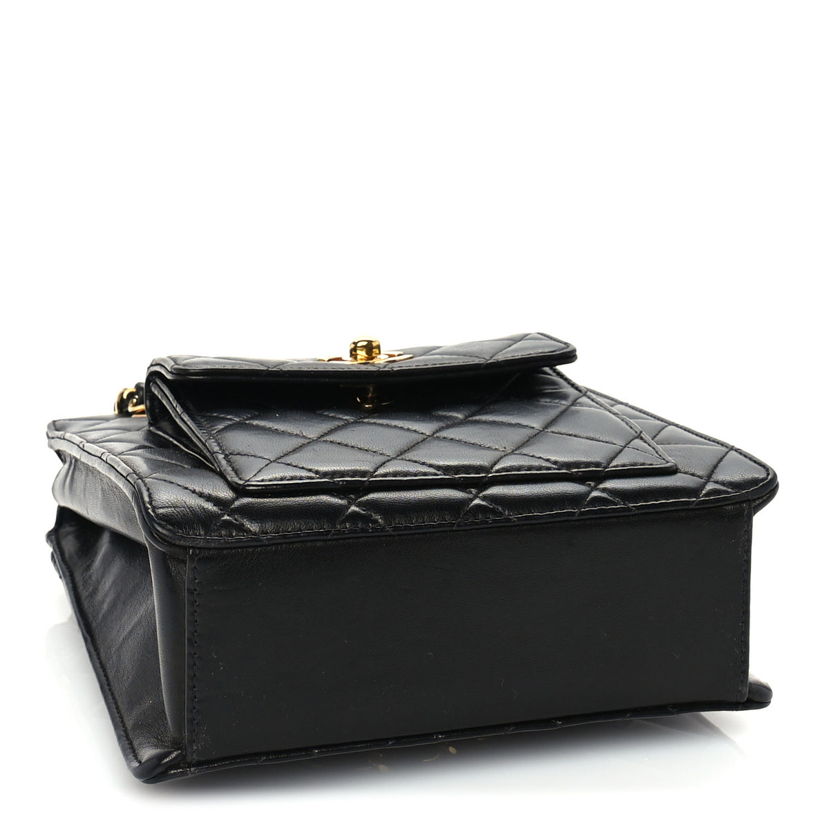 Lambskin Quilted CC Front Pocket Shopping Tote Black