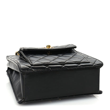 Chanel Lambskin Quilted CC Front Pocket Shopping Tote Black 3 of 9