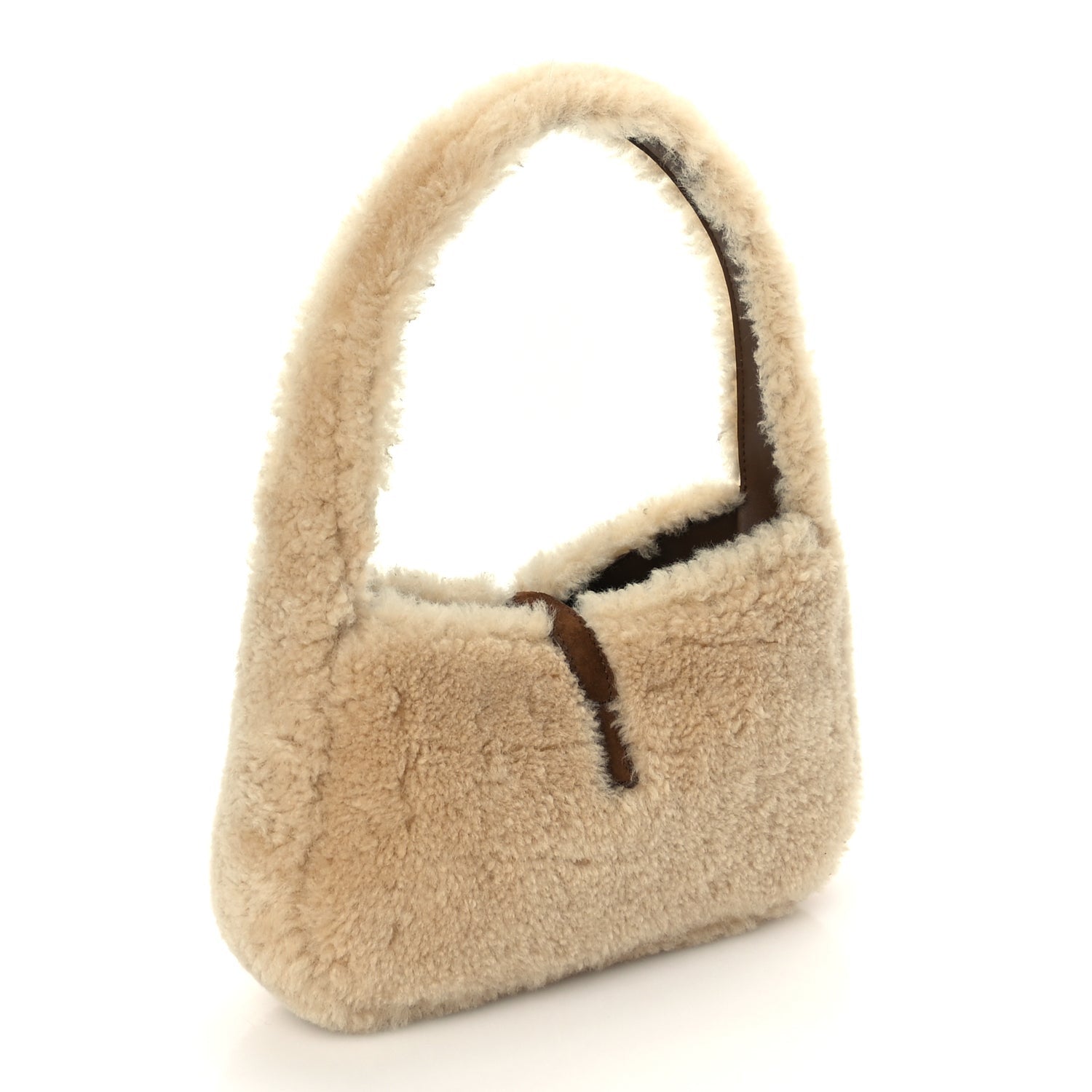 Saint Laurent Shearling Le 5 A 7 Mini Hobo Natural Beige 2 of 8