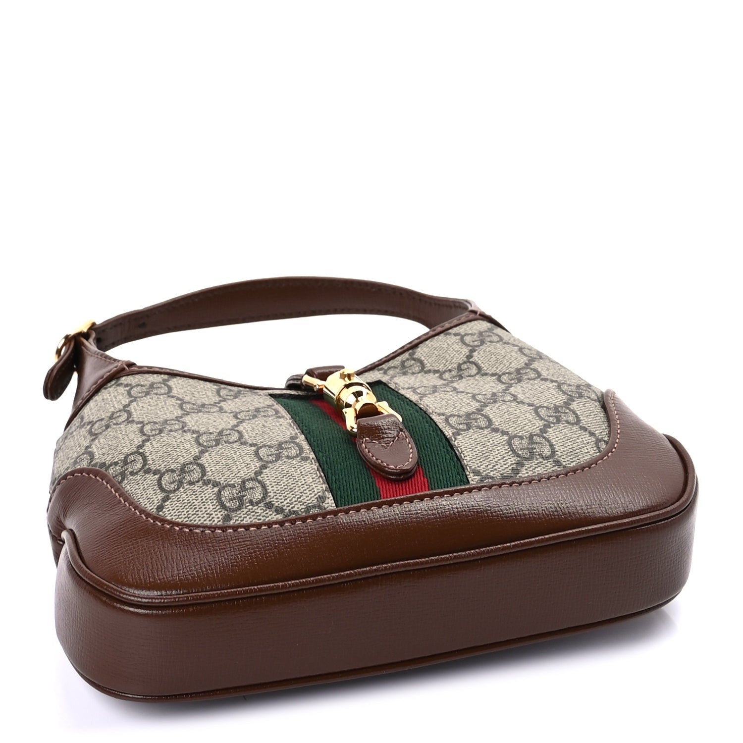 Gucci GG Supreme Monogram Azalea Calfskin Web Mini Jackie 1961 Hobo Beige Ebony Brown Sugar 3 of 8