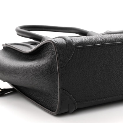 Celine Drummed Calfskin Nano Luggage Black 8 of 9