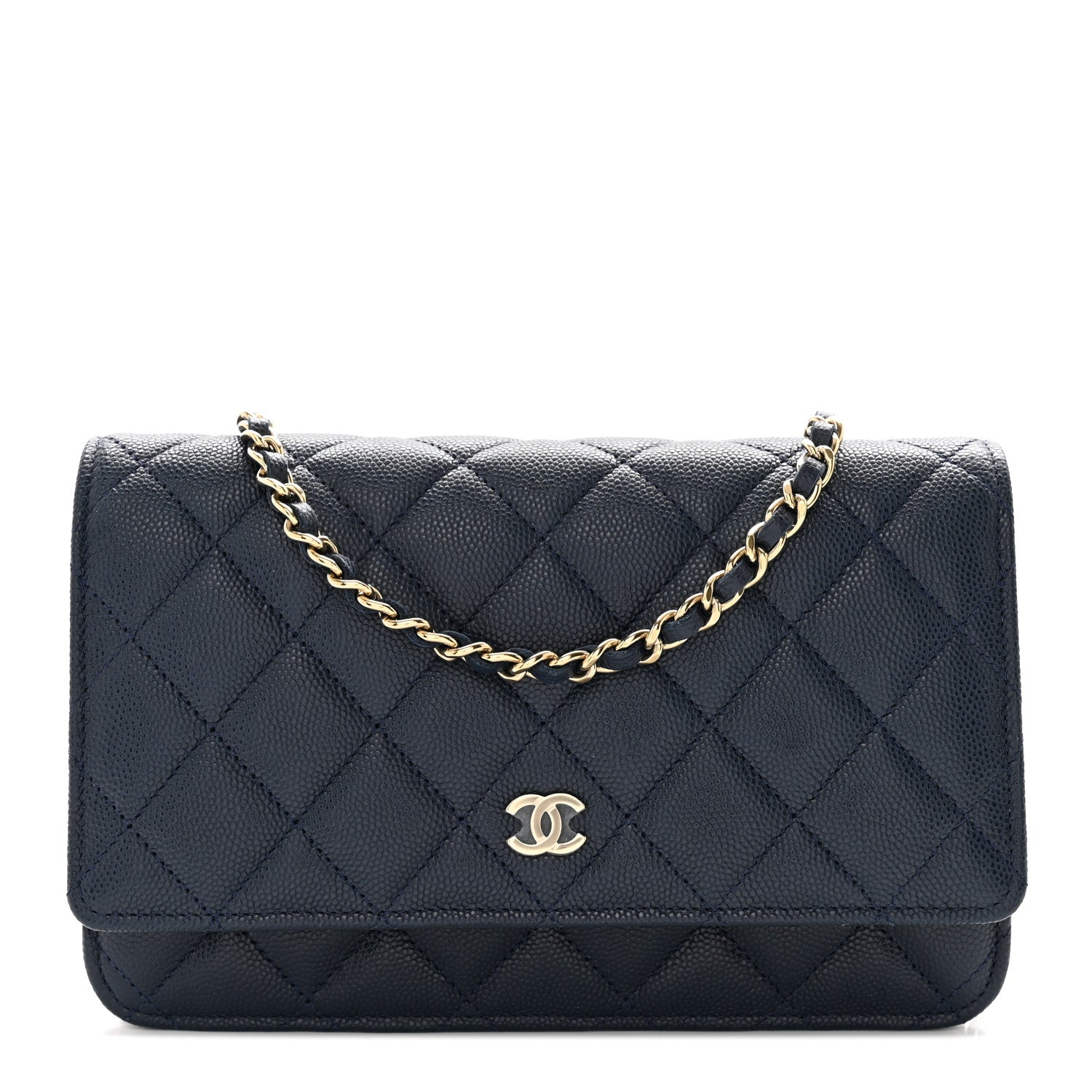Chanel Caviar Quilted Wallet on Chain WOC Navy Blue 1 of 11