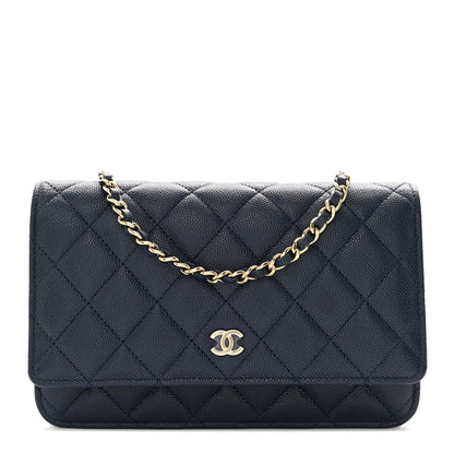 Chanel Caviar Quilted Wallet on Chain WOC Navy Blue 1 of 11