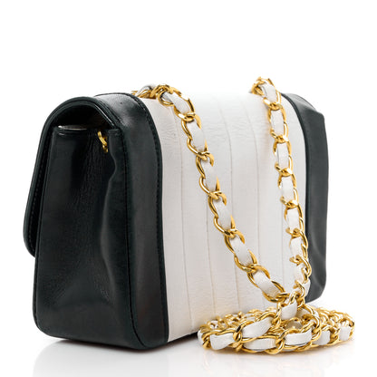 Chanel Lambskin Vertical Quilt Mini Flap Black White 3 of 18