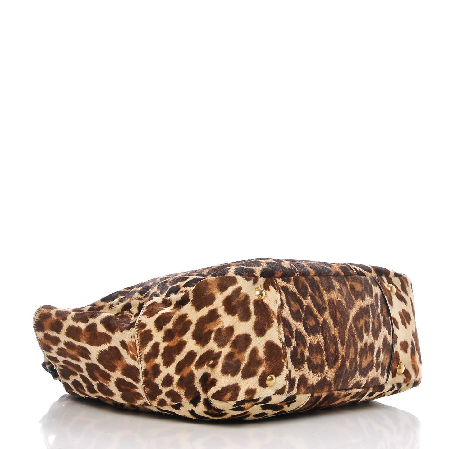 Calf Hair Leopard Print Shoulder Bag Avorio