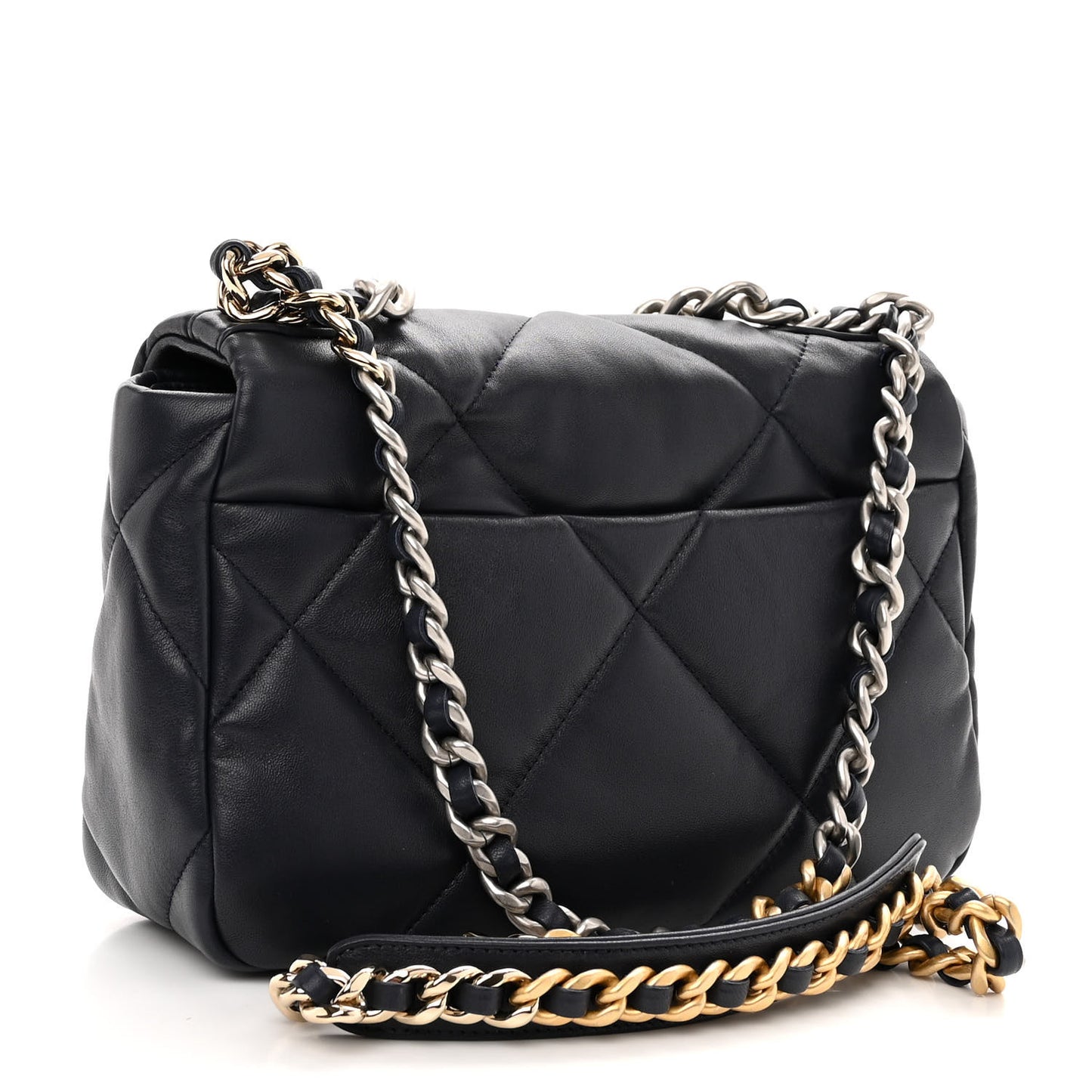 Lambskin Quilted Medium Chanel 19 Flap Navy Blue