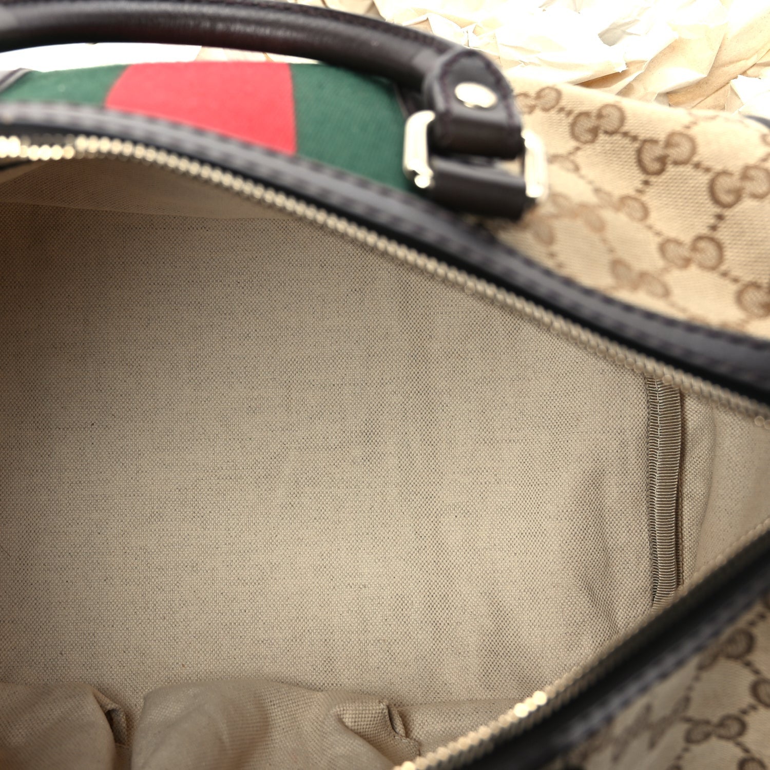 Gucci Monogram Vintage Web Medium Boston  Dark Brown 5 of 10