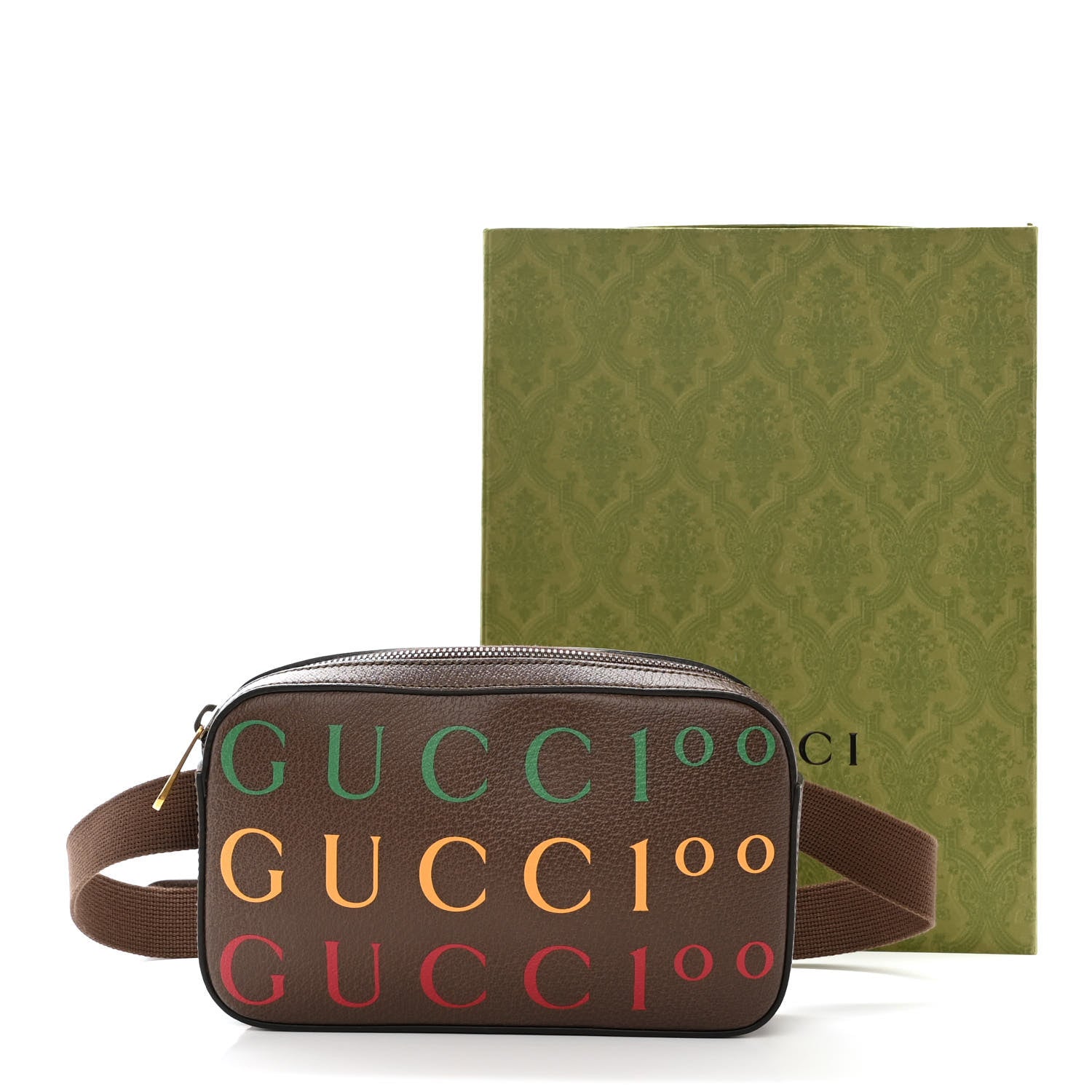 Gucci Textured Dollar Calfskin Gucci 100 Aria Belt Bag 100 40 New Acero Multicolor 10 of 10