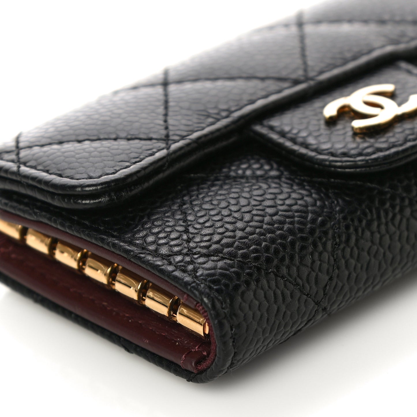 Caviar Quilted 6 Key Holder Black