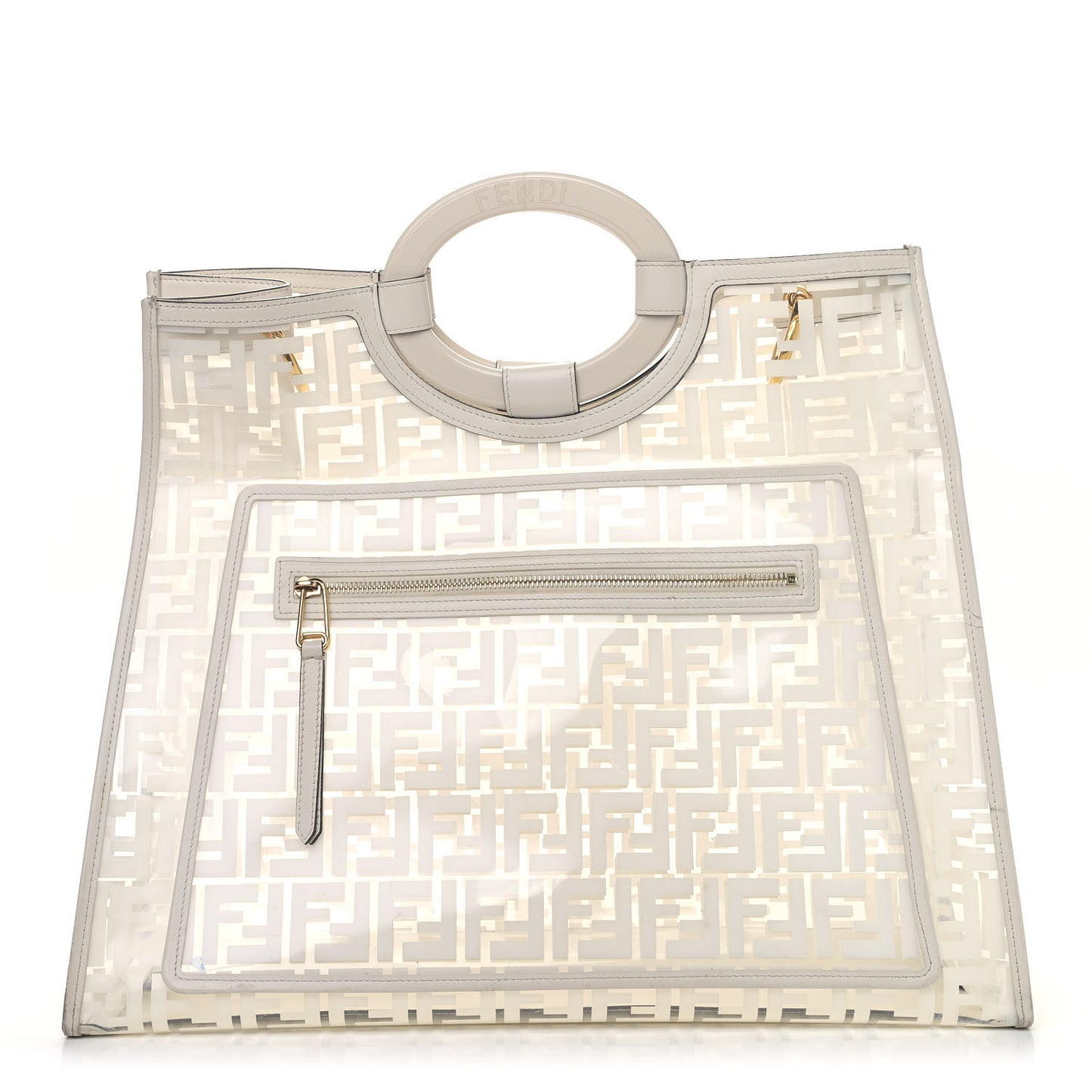 TPU FF Vitello Century Plexiglass Large Runaway Shopper Tote White