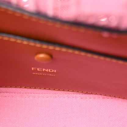 Fendi Canvas Cuoio Agata FF Ajour Embroidered Baguette Ciclamino Cuoio 4 of 8