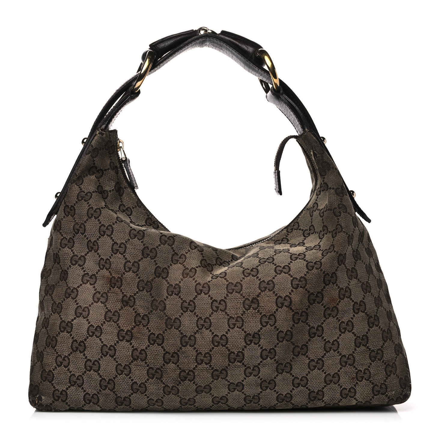 Monogram Medium Horsebit Chain Hobo Dark Brown