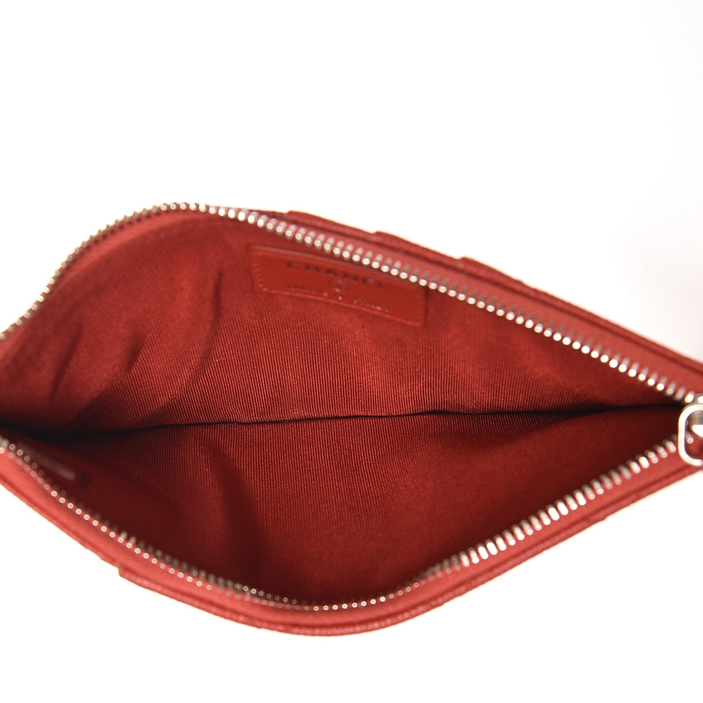 Caviar Quilted Flat Wallet Pouch Red