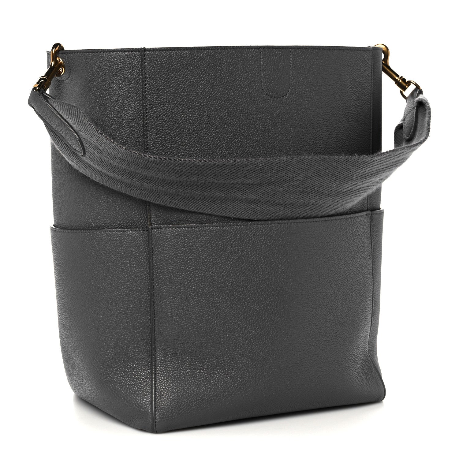 Celine Soft Grained Calfskin Sangle Bucket Bag Kohl 3 of 22