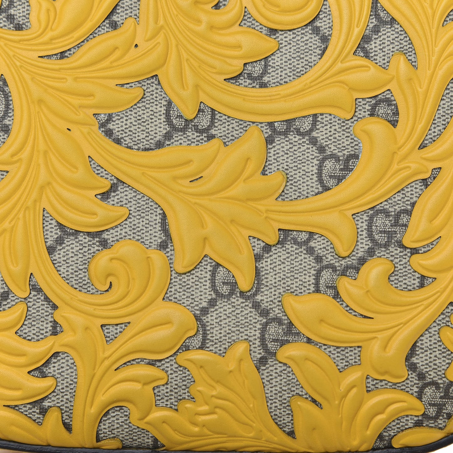 GG Supreme Monogram Arabesque Mini Chain Shoulder Bag Beige Yellow