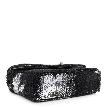 Chanel Sequin Mini Rectangular Single Flap Black Silver 4 of 10