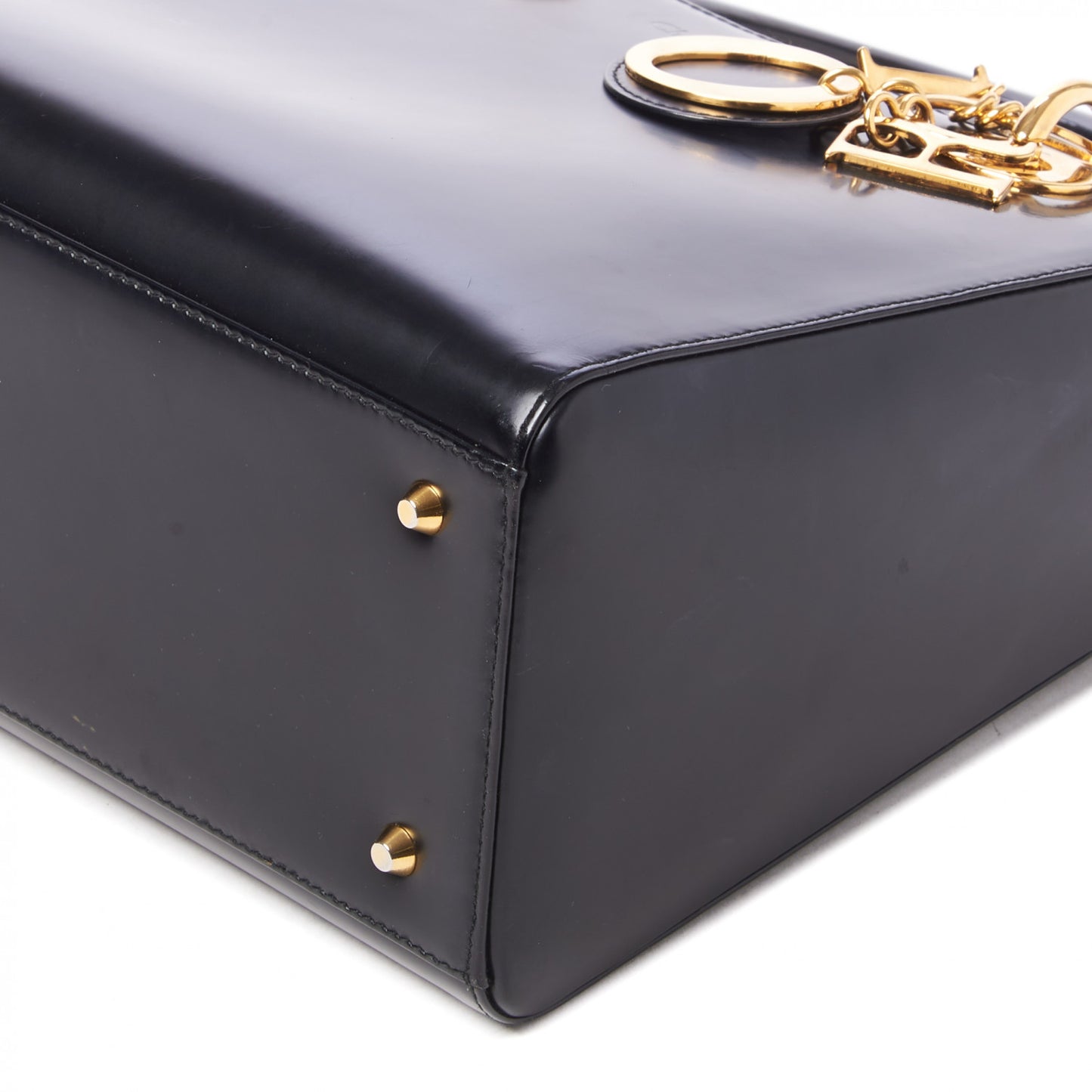 Glazed Calfskin Medium Lady Dior Black