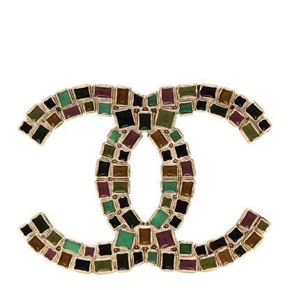 Chanel Enamel CC Brooch Gold Multicolor 1 of 3