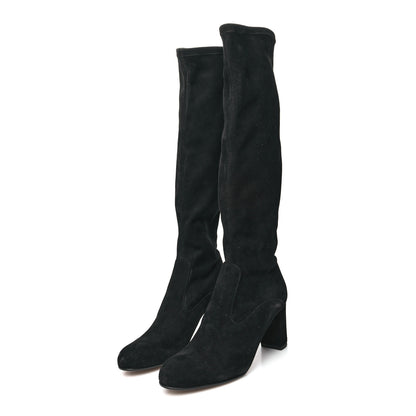 Valentino Garavani Suede Stretch Knee Boots 36 Black 3 of 7